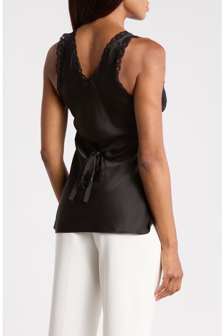 Lace Trim Deep V-Neck Top, Alternate, color, BLACK