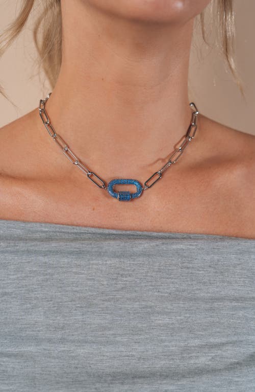 Sterling Forever Pavé Cz Carabiner Lock Pendant Necklace In Metallic