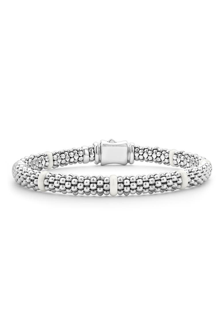 White Caviar Ceramic Station Bracelet, Main, color, WHITE