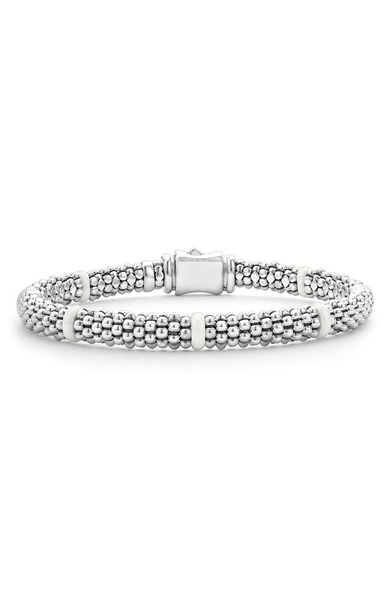 LAGOS White Caviar Ceramic Station Bracelet, Main, color, White