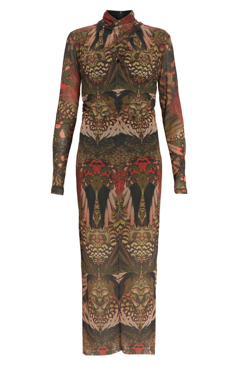 AllSaints Tia Gene Long Sleeve Mesh Midi Dress, Alternate, color, 