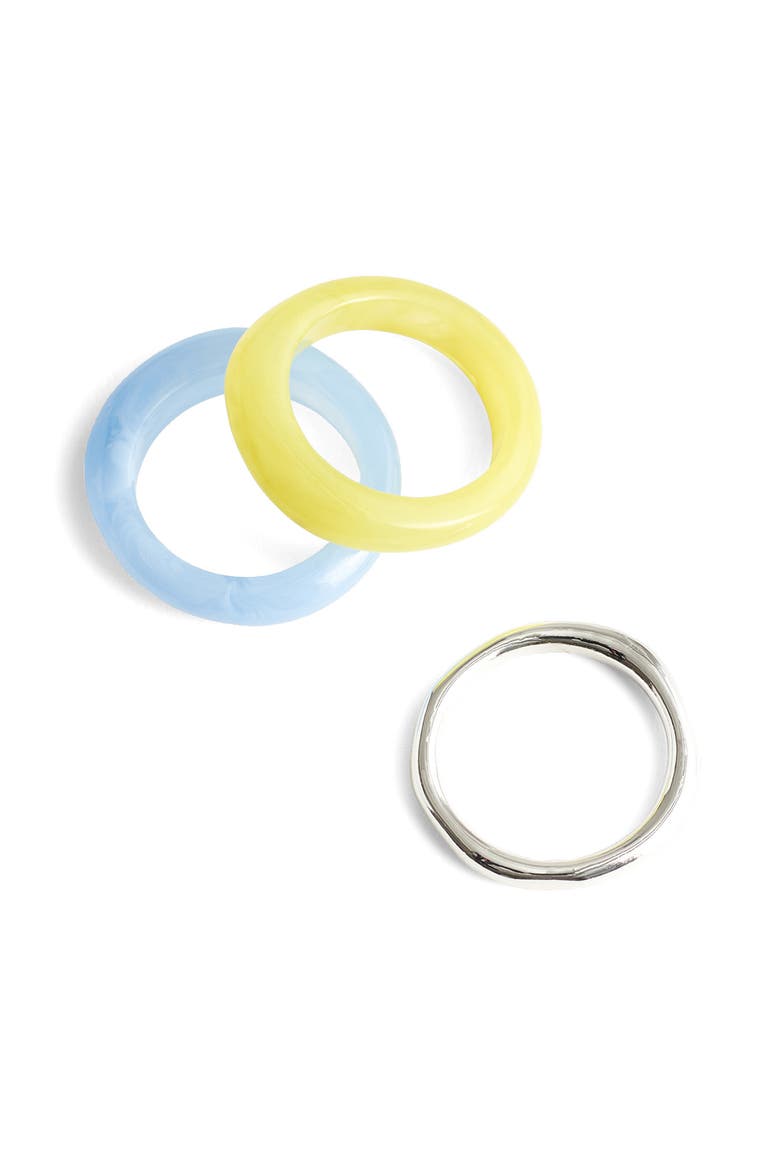 Set of 3 Sculptural Resin Stacking Rings, Main, color, TRANQUIL BLUE