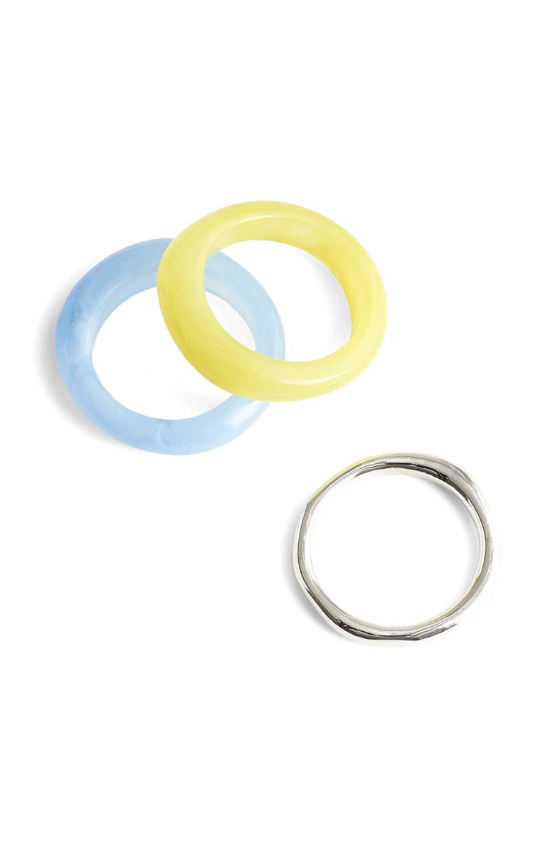 Madewell Set of 3 Sculptural Resin Stacking Rings, Main, color, Tranquil Blue