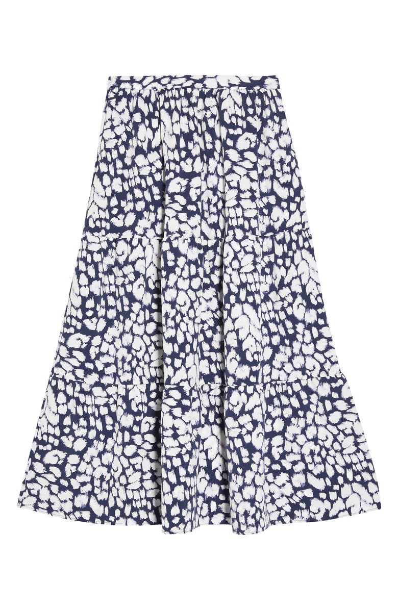 Topshop Sketch Animal Tiered Midi Skirt, Alternate, color, 