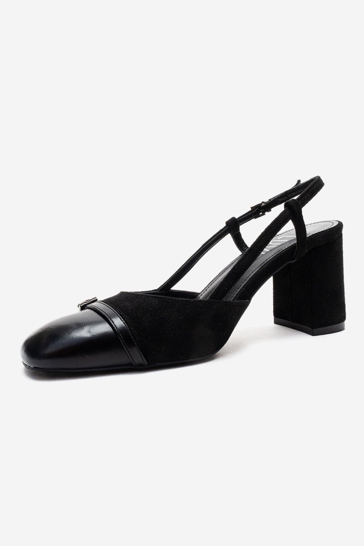 Prologue Shoes Desia Slingback Round Toe Pump, Alternate, color, Black Suede