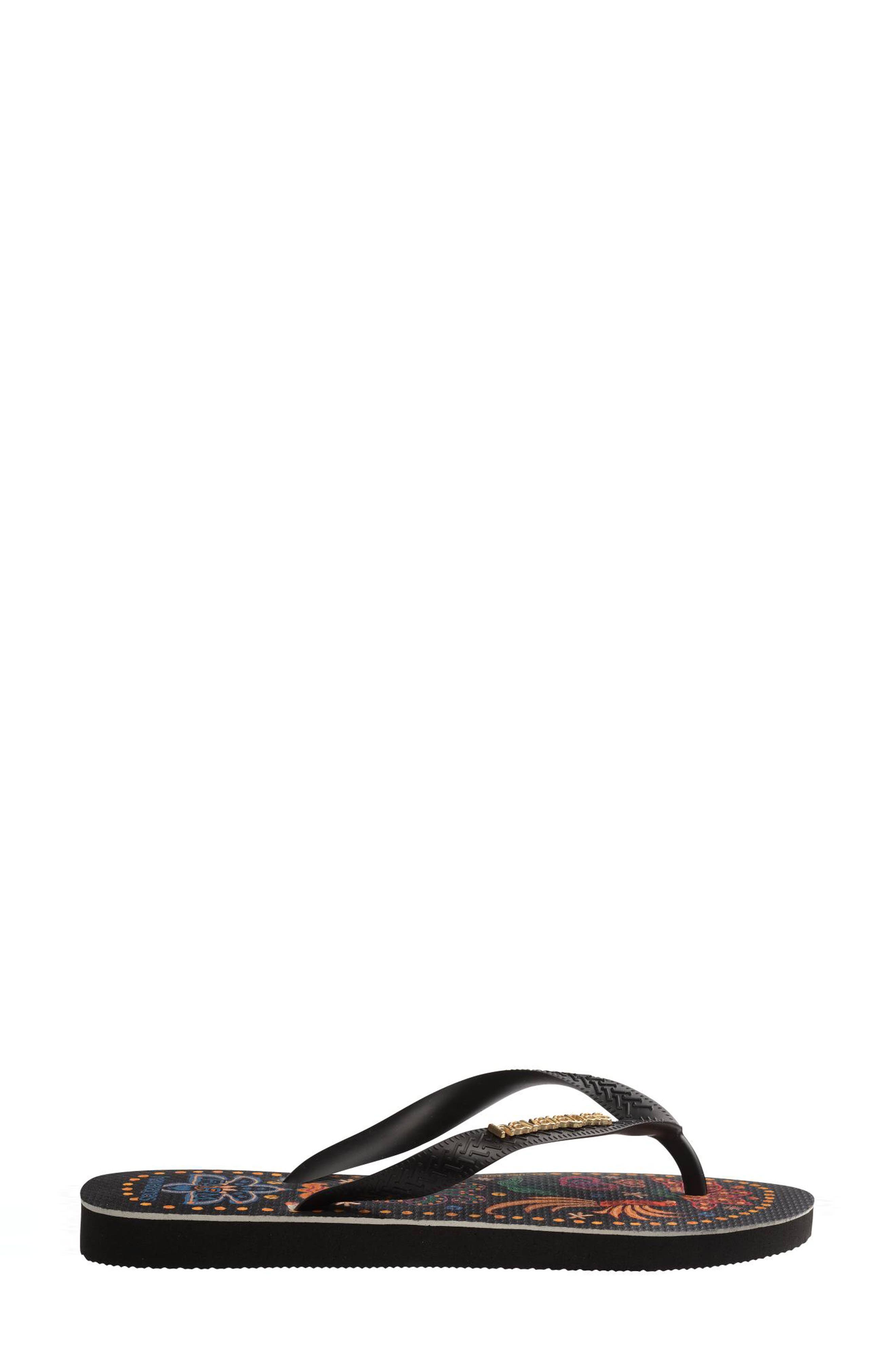 Havaianas x FARM Rio Tropical Flip Flop, Alternate, color, Black