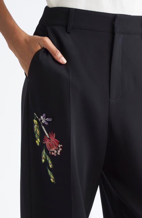Cinq À Sept Cinq A Sept Floral Mixed Media Harlan Pants In Black