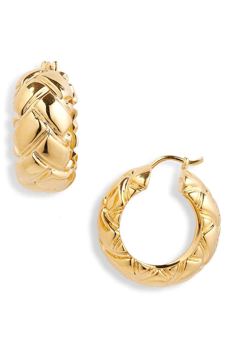 Lucy Williams Chunky Waffle Hoop Earrings, Main, color, GOLD