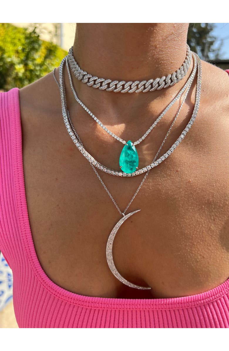 Gemma Azzurro Paraiba stone pear tennis necklace, Alternate, color, Aqua