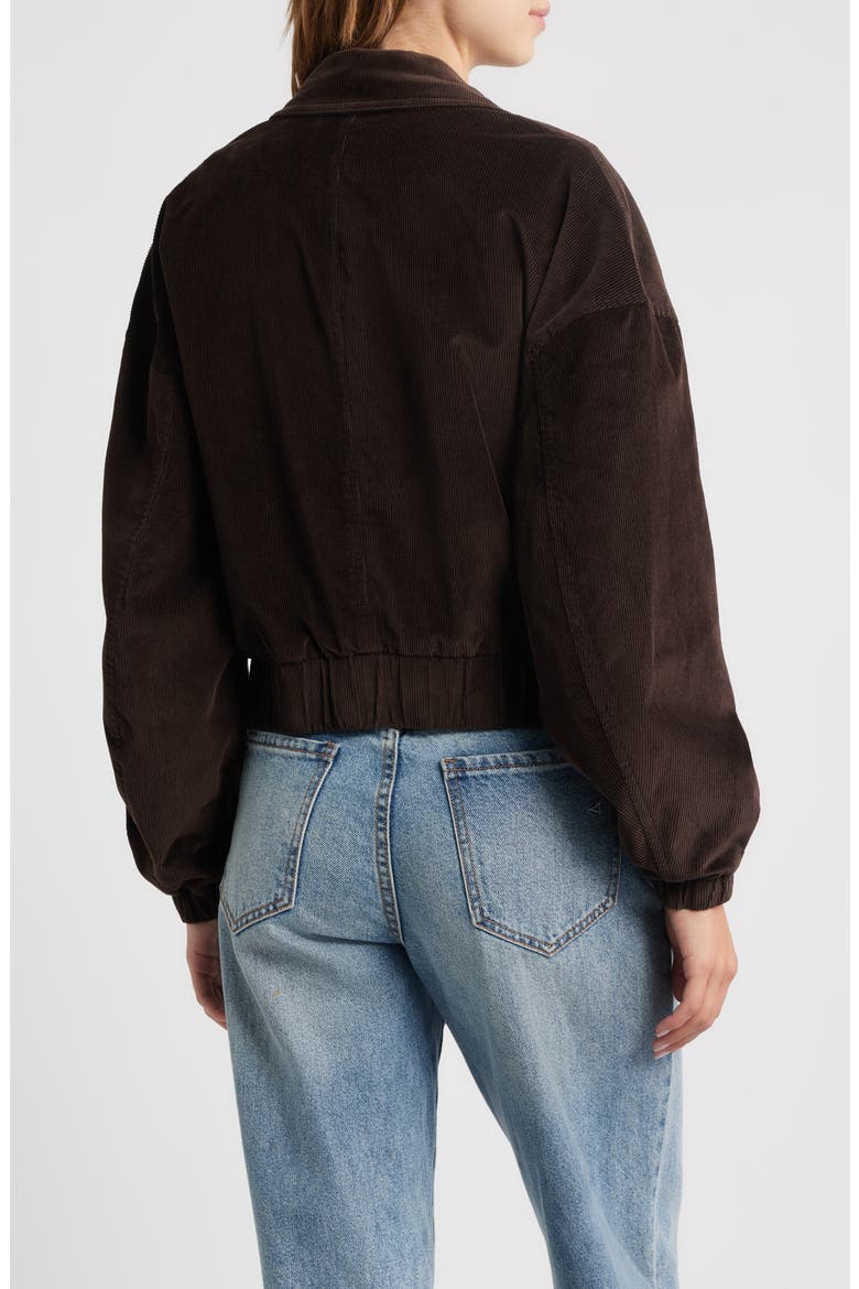 Lara Cotton Blend Corduroy Bomber Jacket, Alternate, color, DARK BROWN