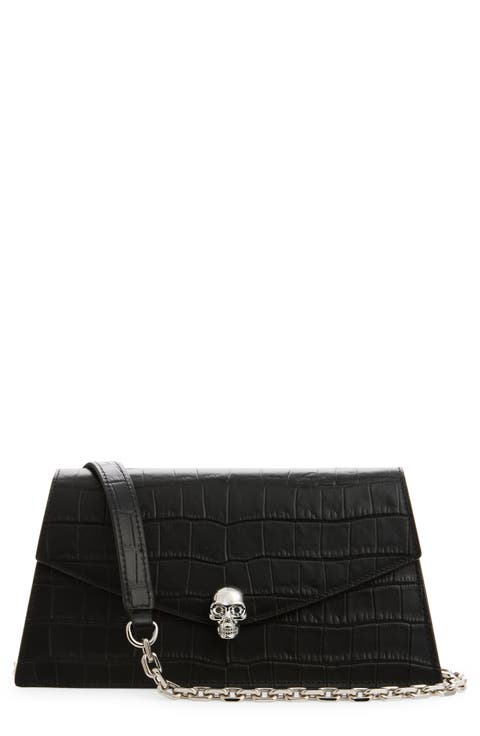Mini Skull Croc Embossed Leather Crossbody Bag
