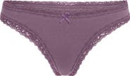 SKIMS Lightweight Cotton Lace Trim Thong