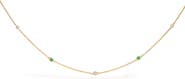 Haus of Brilliance 14K Yellow Gold Bezel Set Alternating Green Emerald and Diamond Station Necklace