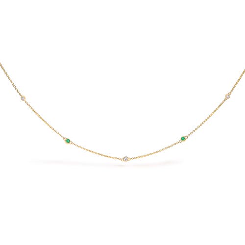 Haus Of Brilliance 14k Yellow Gold Bezel Set Alternating Green Emerald And Diamond Station Necklace
