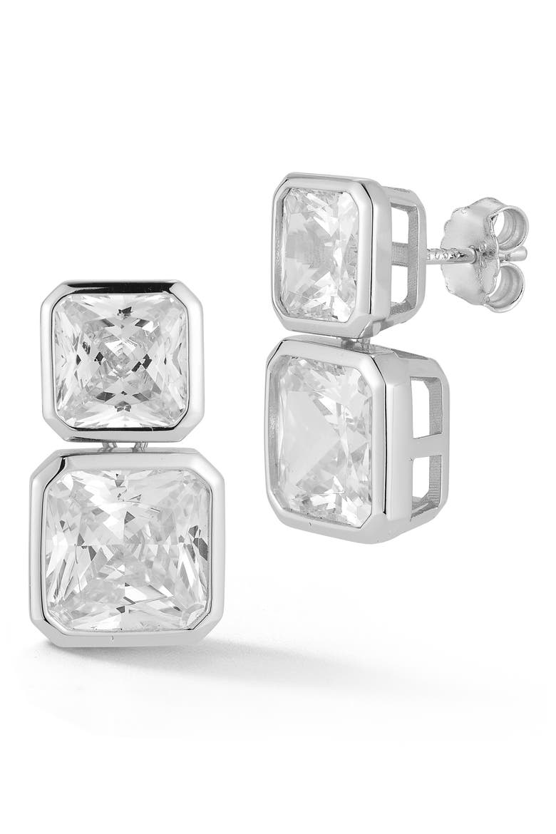 Cubic Zirconia Drop Earrings, Main, color, SILVER