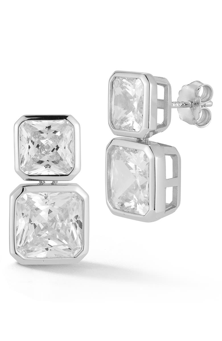 GLAZE JEWELRY Square Double Drop Earrings, Main, color, Silver
