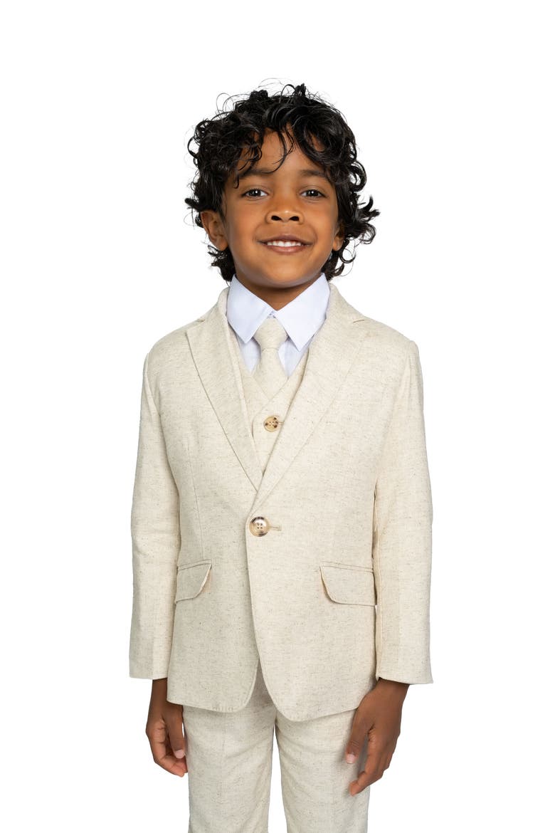 Kids' Oasis 5-Piece Slim Fit Linen Suit, Alternate, color, Sand