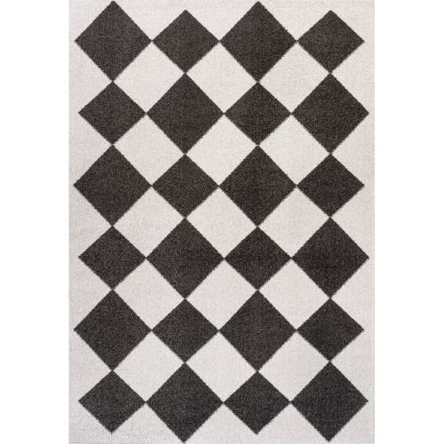 Jonathan Y Draper Classic Geometric Diamond Pattern Area Rug In White/charcoal