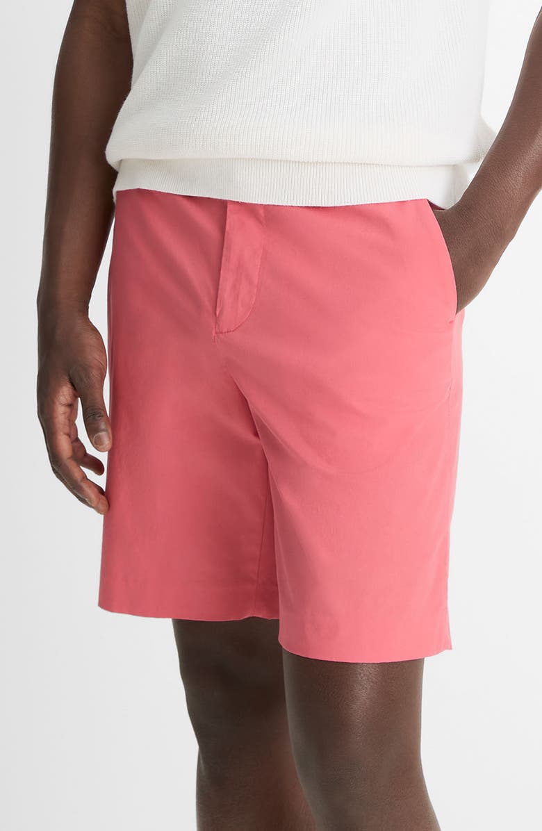 Vince Flat Front Stretch Cotton Chino Shorts, Alternate, color, Coral Red