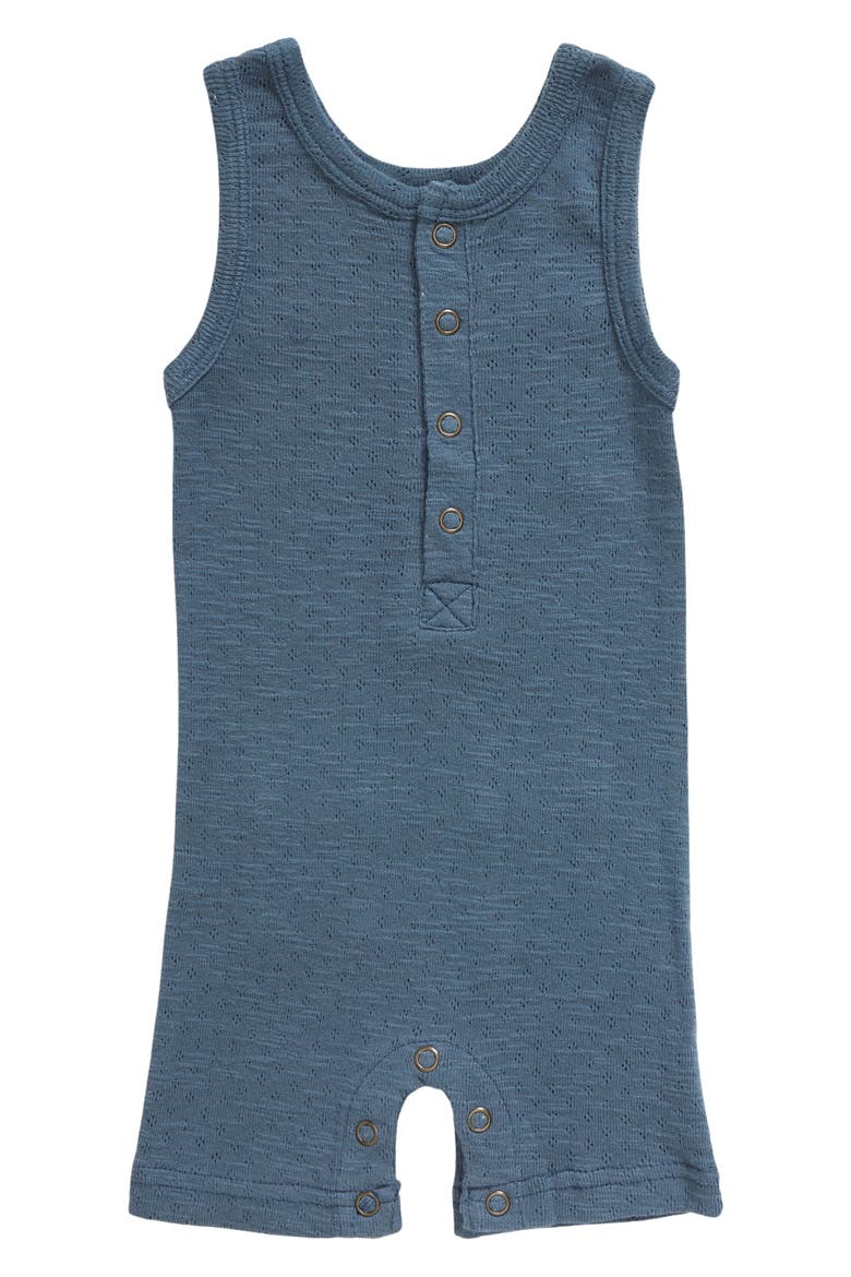 Organic Cotton Pointelle Romper, Main, color, DOLPHIN