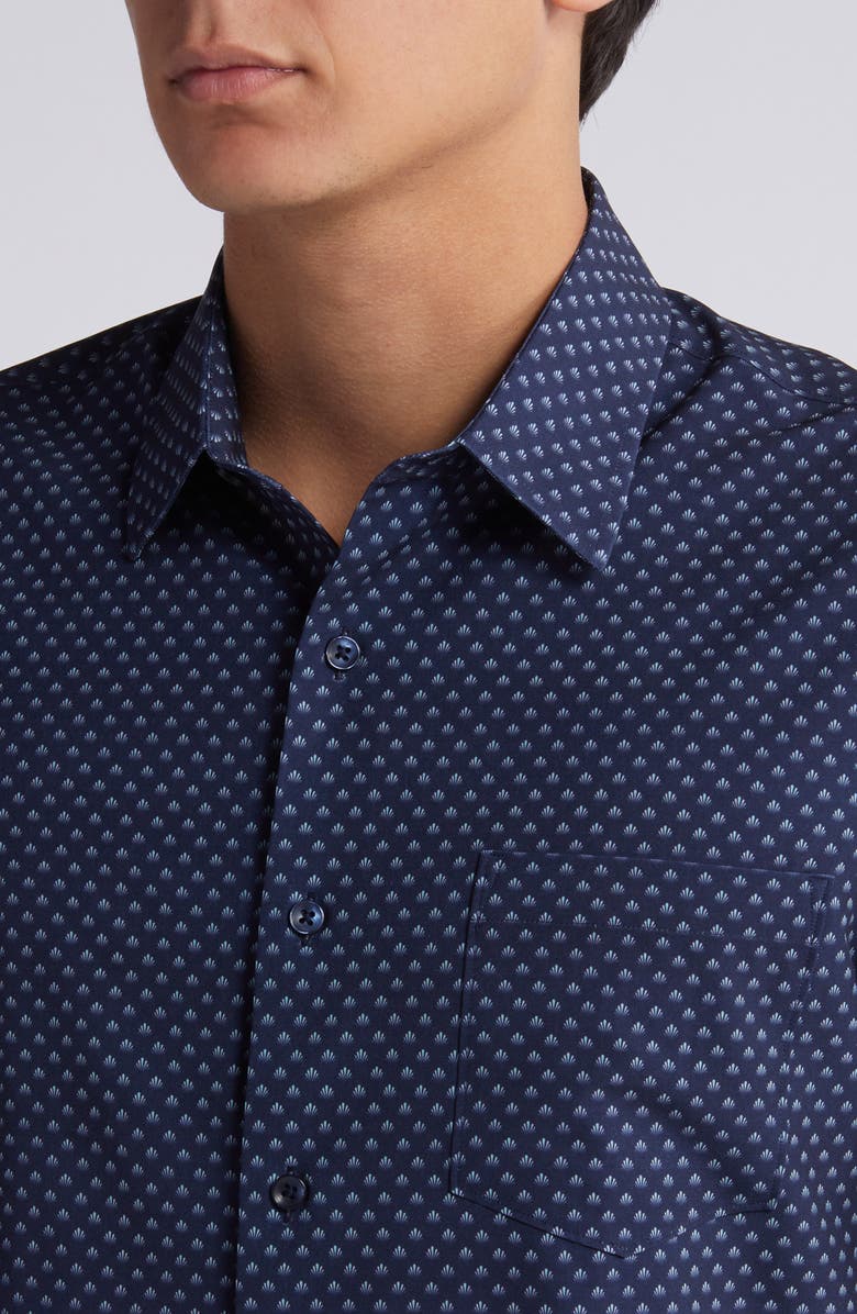 Nordstrom Trim Fit Neat Short Sleeve Stretch Cotton Button-Up Shirt, Alternate, color,