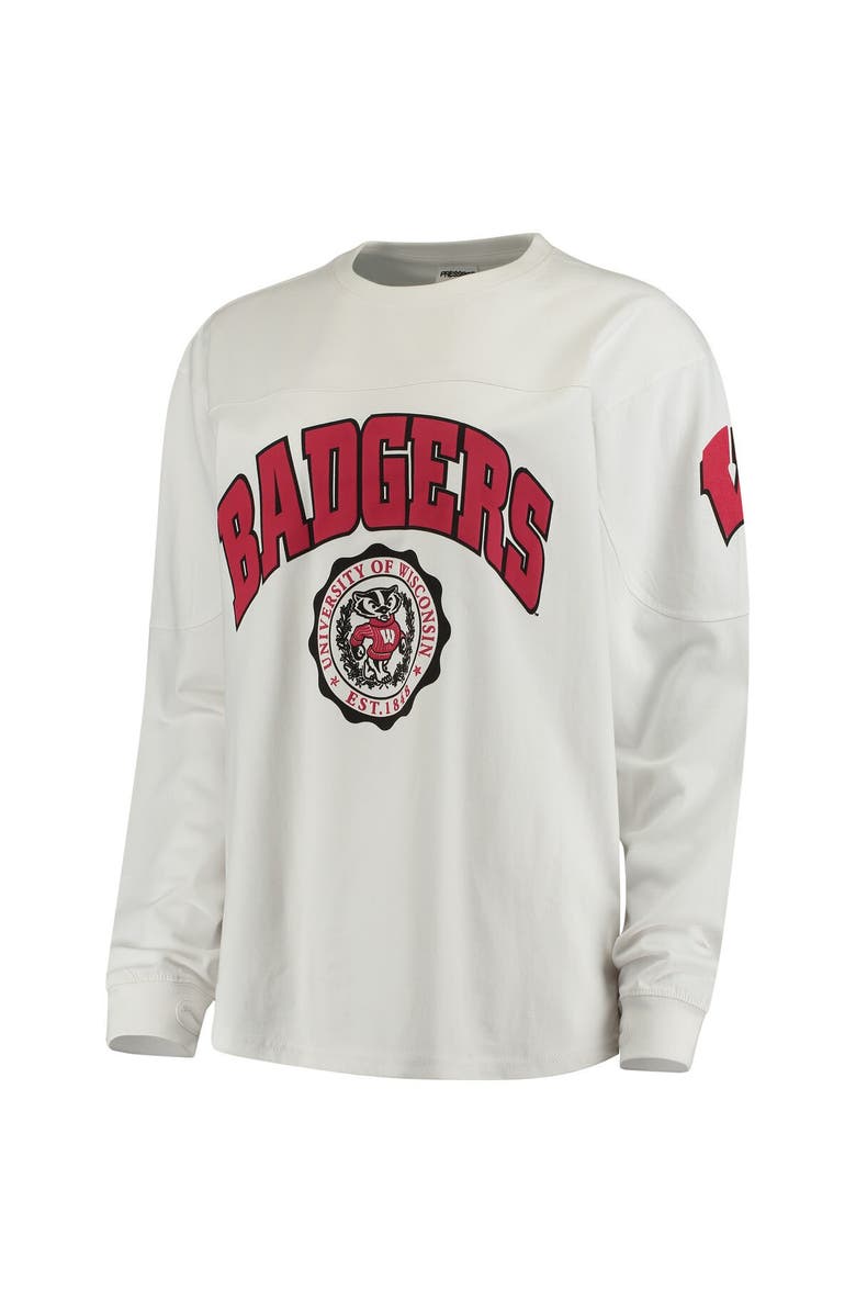 PRESSBOX Women's White Wisconsin Badgers Edith Long Sleeve T-Shirt, Main, color, White
