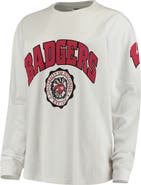 PRESSBOX Women's White Wisconsin Badgers Edith Long Sleeve T-Shirt