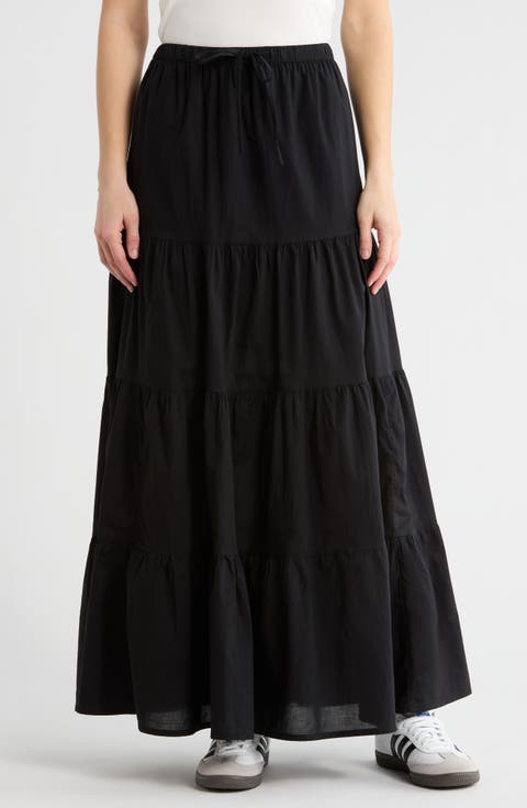 Tiered Cotton Maxi Skirt