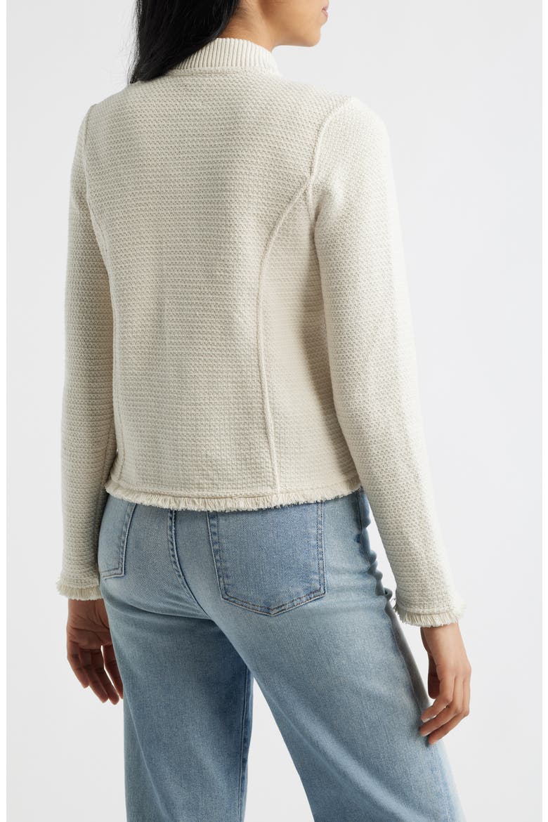 Fringe Mix Knit Bomber Jacket, Alternate, color, COCONUT