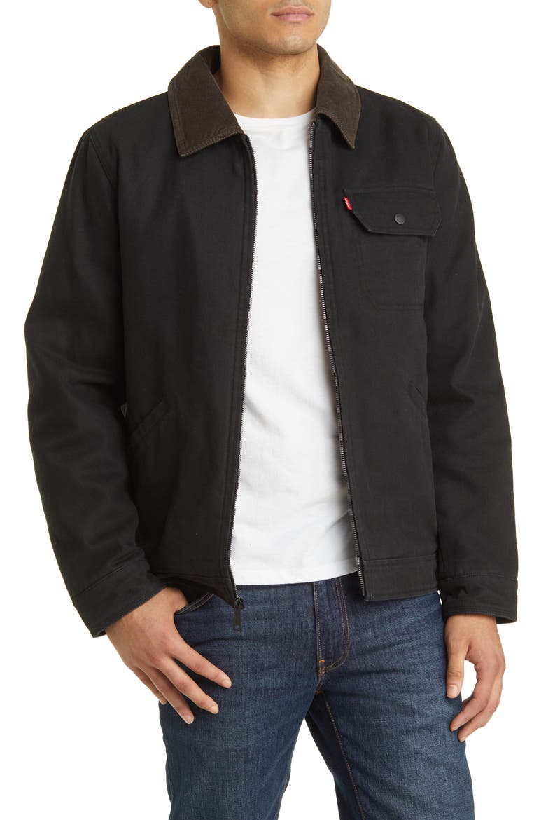Corduroy Collar Workwear Jacket, Main, color, BLACK