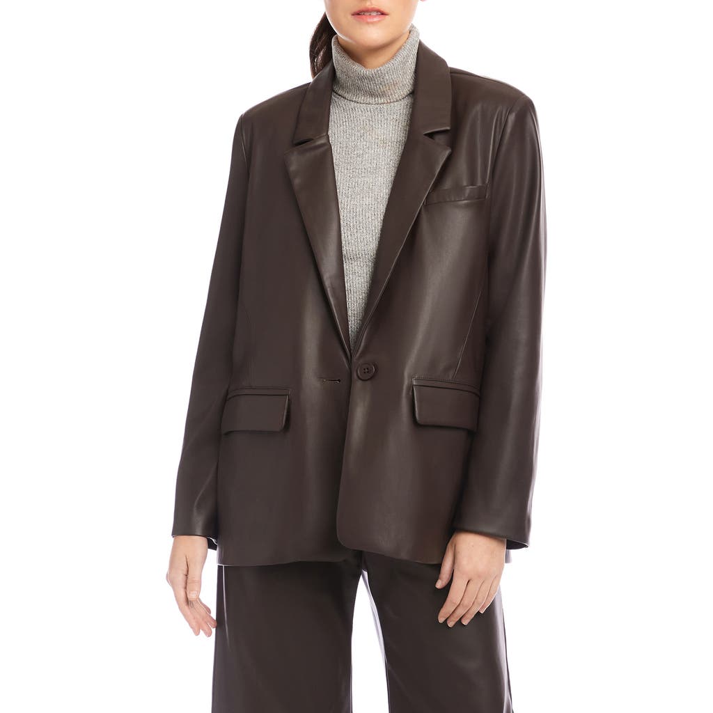 Fifteen Twenty Regan Faux Leather Blazer In Brown