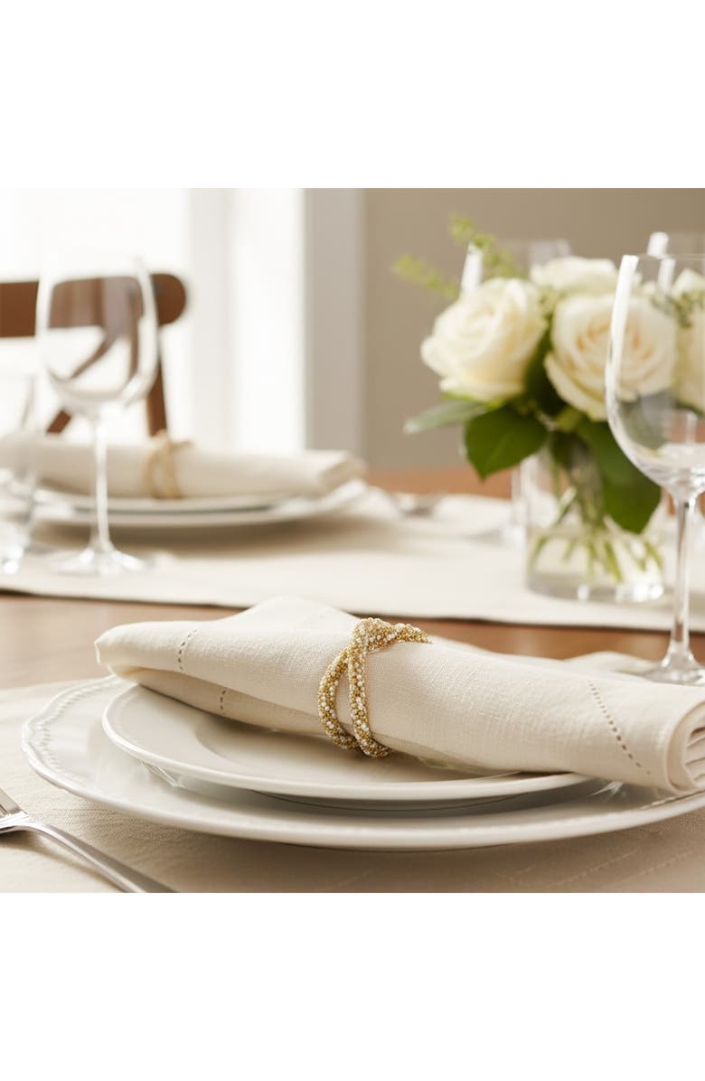 Tiramisu Gilded Pearl Weave Set of 4 Napkin Rings, Alternate, color, Gold