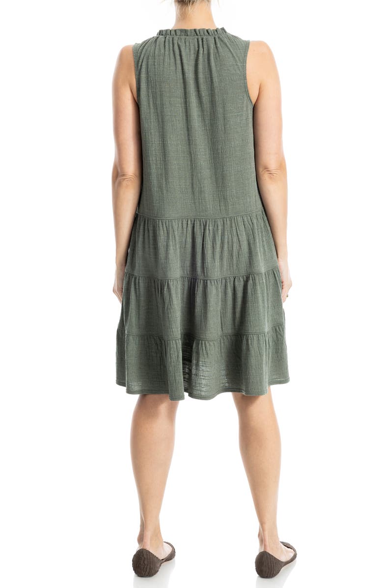 MAX STUDIO Tassel Tie Sleeveless Tiered Shift Dress, Alternate, color, Army