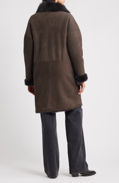Hiso August Reversible Genuine Shearling Coat In Animal Print