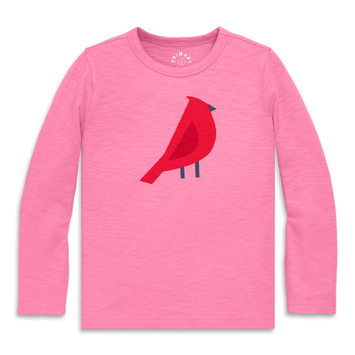 Primary Kids Long Sleeve Cardinal Tee In Pink