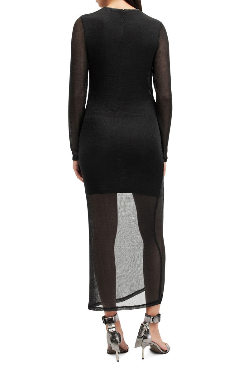 AllSaints Nora Sparkle Long Sleeve Dress, Alternate, color, Black Shimmer