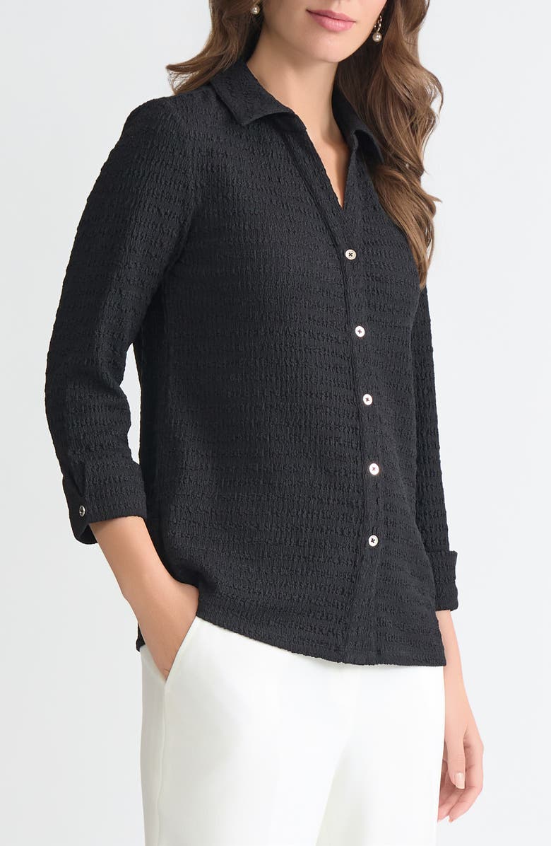 KASPER Ridge Knit Button-Up Shirt, Alternate, color, 