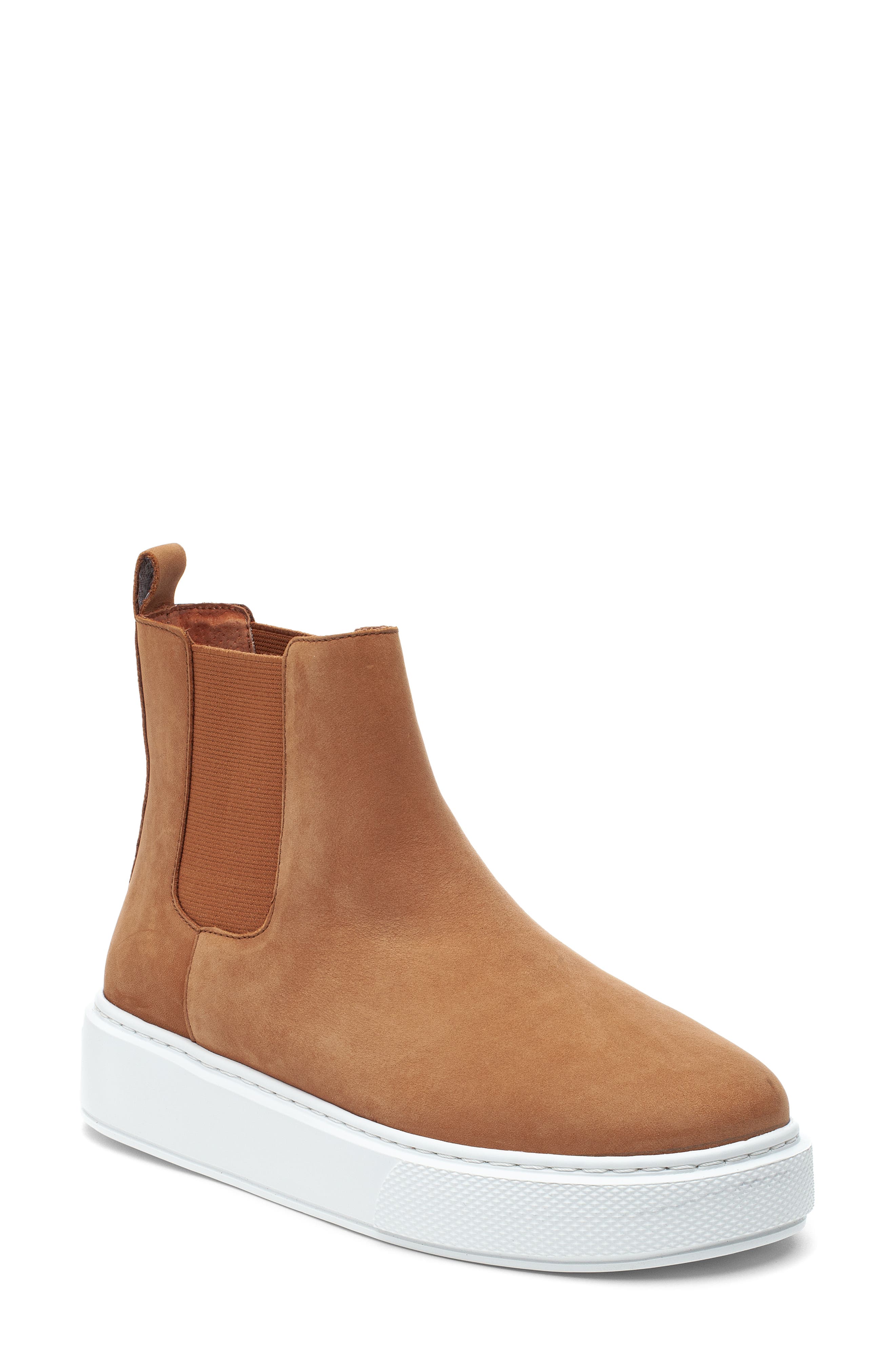 Dani Platform Chelsea Boot, Main, color, COGNAC NUBUCK LEATHER