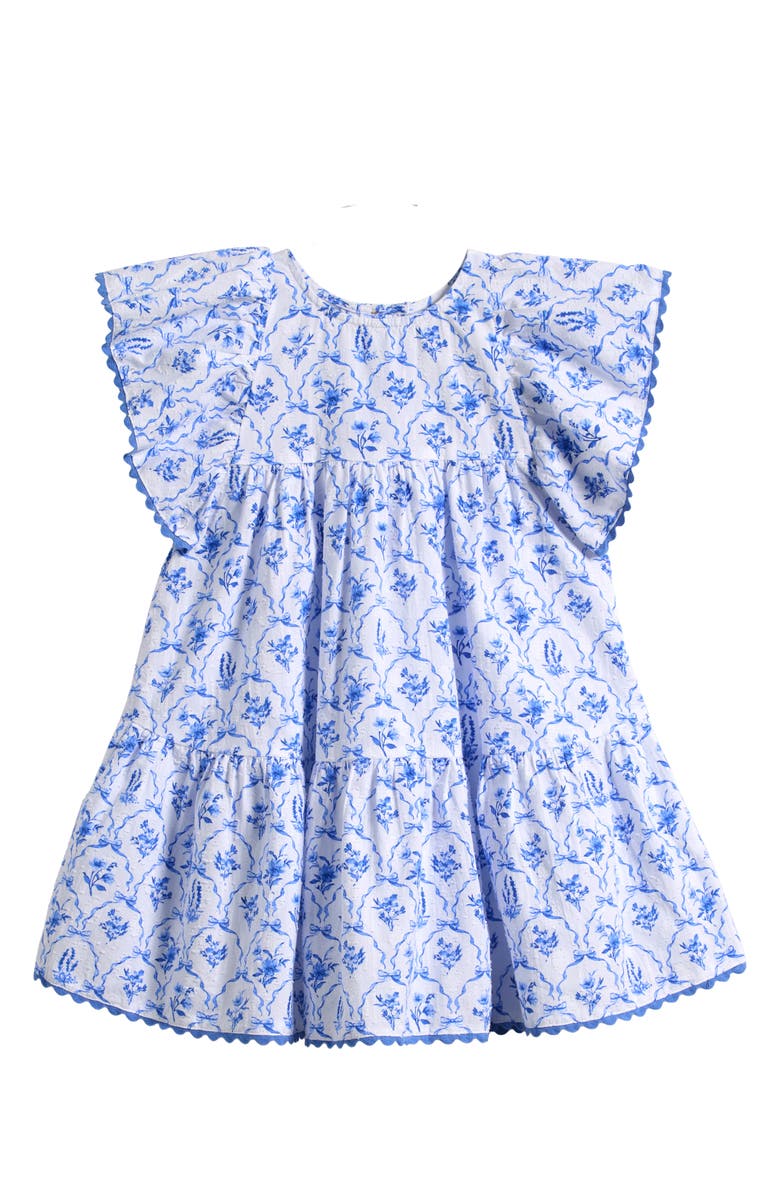 NEXT Kids' Floral Frill Babydoll Dress, Main, color, Blue