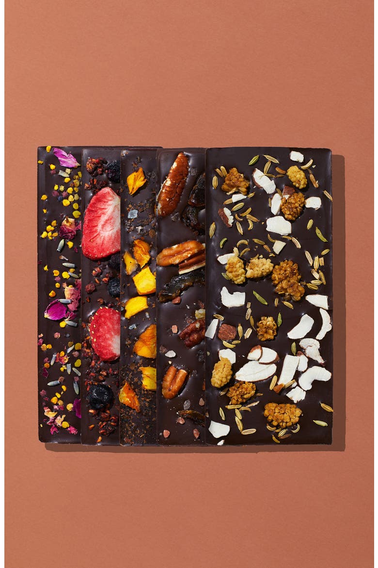 Embellished Collection Date Sweetened Dark Chocolate Bars 5-Piece Gift Box, Alternate, color, PURPLE