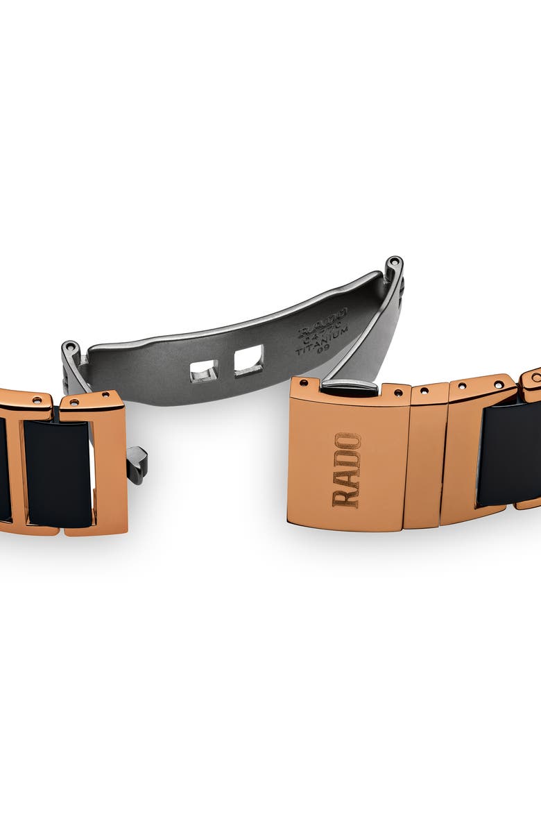 RADO Integral Diamonds Bracelet Watch, 22mm x 33mm, Alternate, color, Rose Gold/ Black