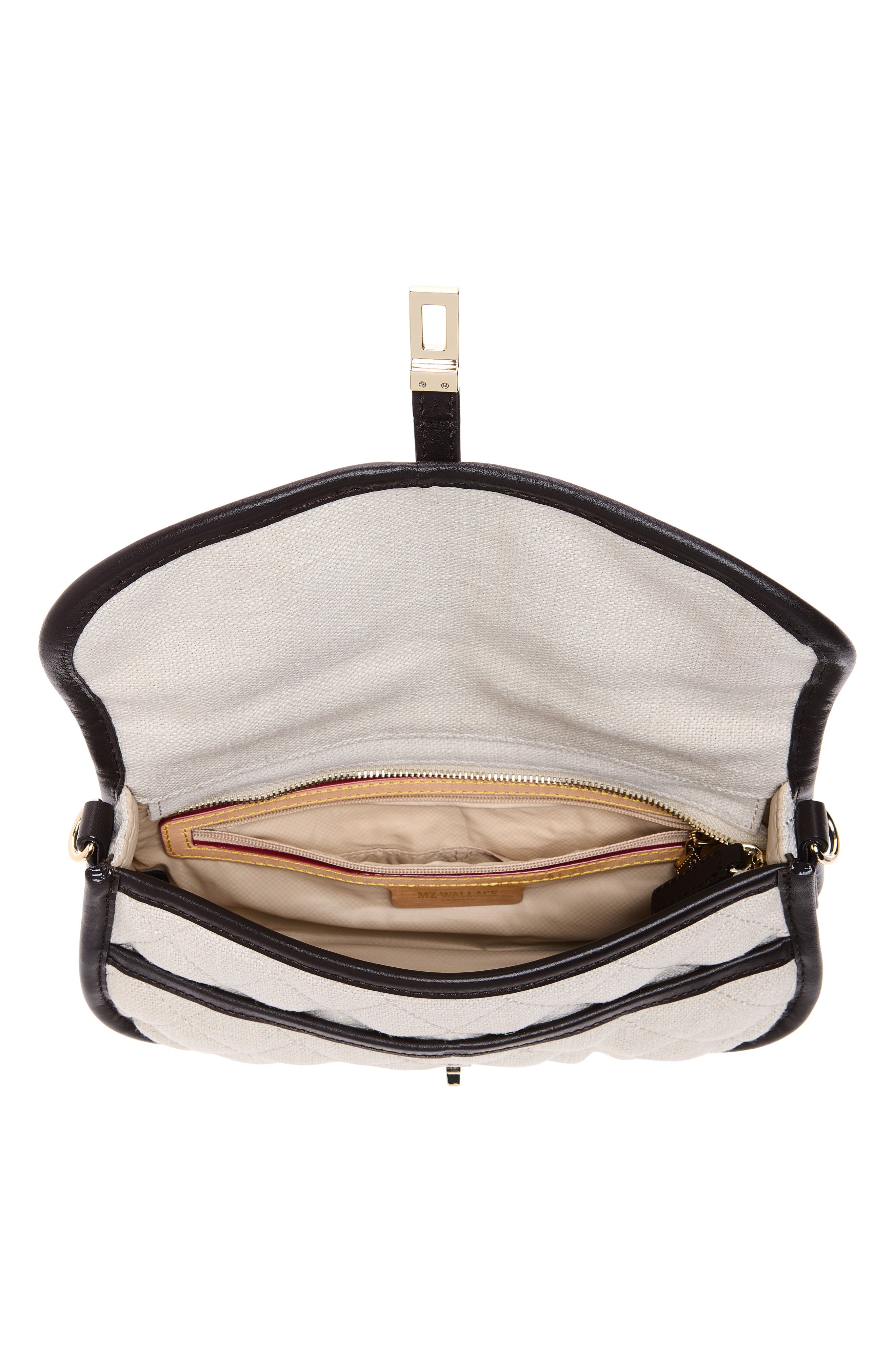MZ Wallace Small Astor Convertible Quilted Linen Clutch, Alternate, color, Sandy Linen