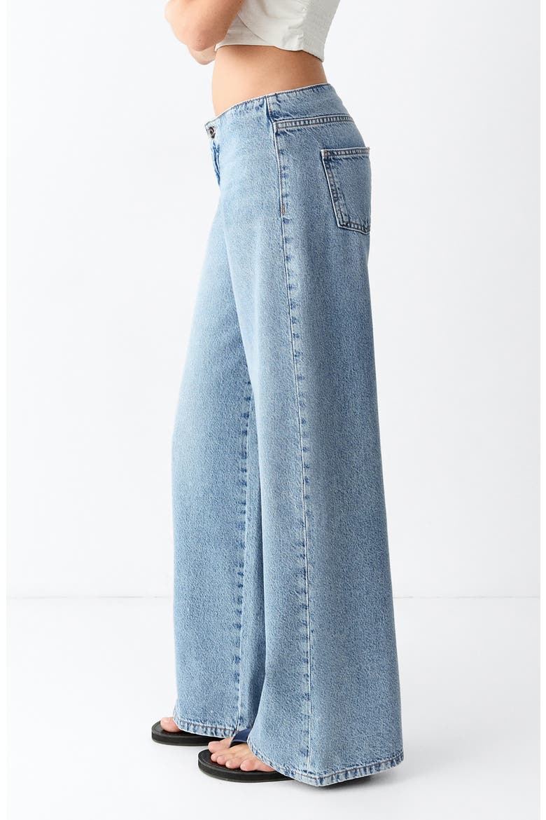 Low Waist Wide Leg Jeans, Alternate, color, MEDIUM BLUE