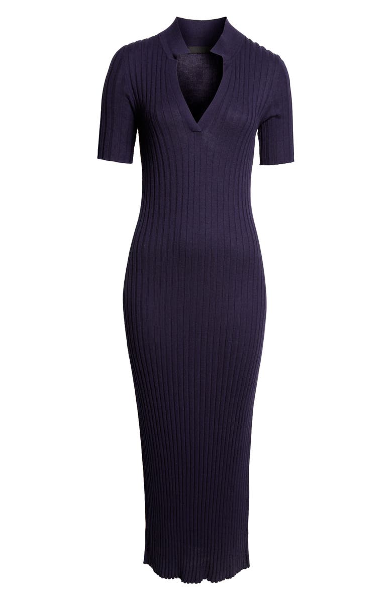 ATM Anthony Thomas Melillo Split Neck Cotton & Silk Rib Dress, Alternate, color, 