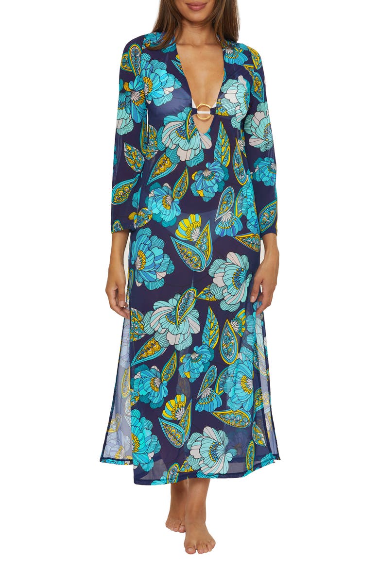 Pirouette Mesh Cover-Up Dress, Main, color, BLUE/ GREEN MULTI