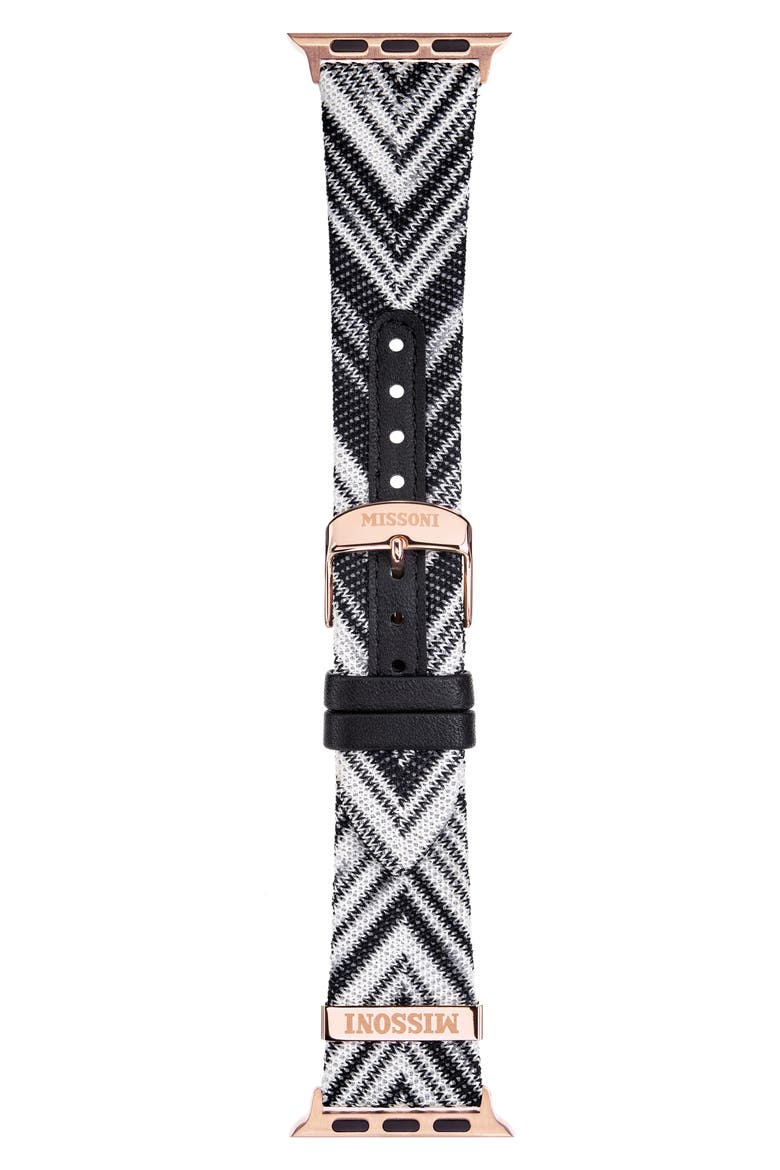 Zigzag Leather 24mm Apple Watch® Watchband, Main, color, MULTI