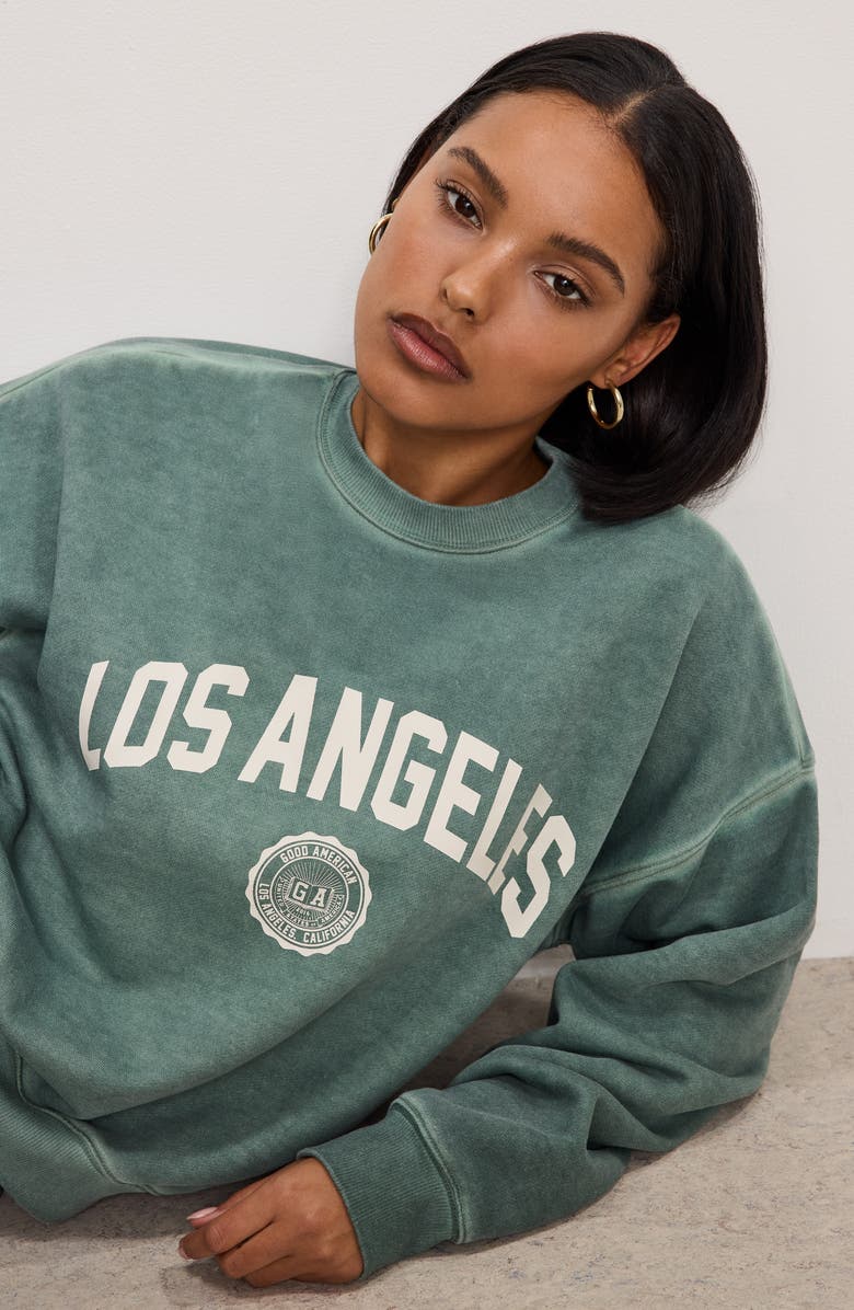 Good American Brushed Fleece Graphic Sweatshirt, Alternate, color,