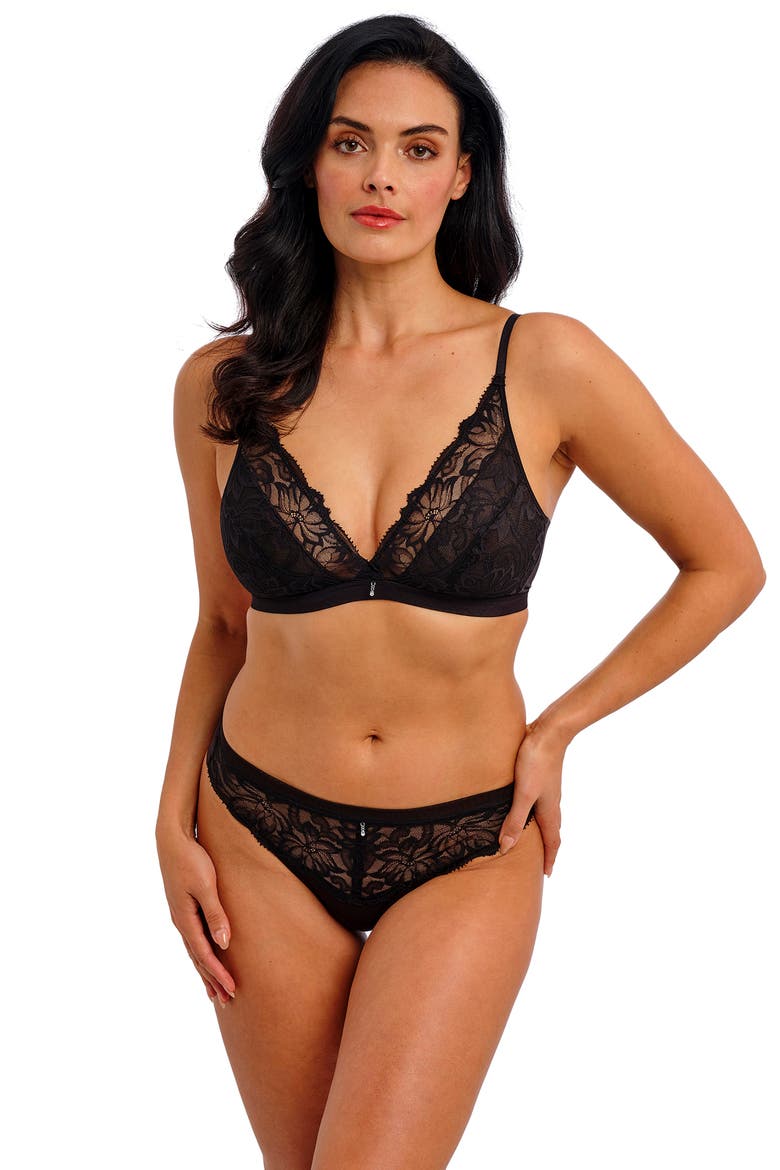 Abellia Lace & Mesh Bralette, Alternate, color, BLACK