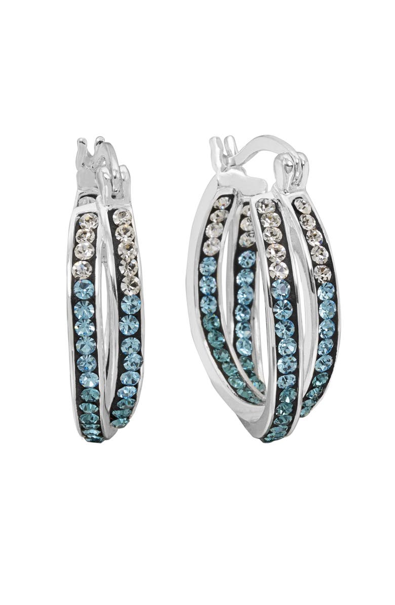 CRYSTALOGY Crystal Inside Out Double Twist Oval Hoop Earrings, Main, color, Multi