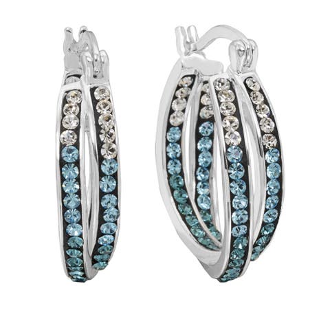 Crystal Inside Out Double Twist Oval Hoop Earrings
